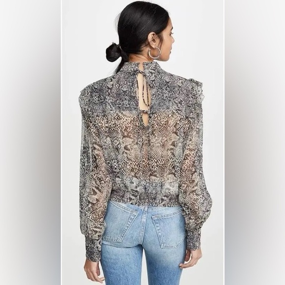 Free People Snake Print Sheer Blouse - Picture 3 of 5